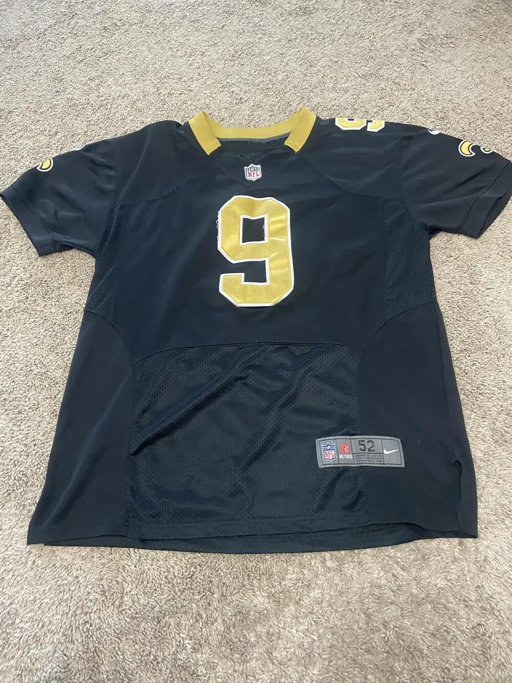New Orleans Saints Jersey Mens 2XL Black NFL Football Drew Brees 9 Nike